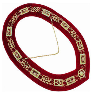 Collares de metal maestro, collar de cadena masónica chapado en oro Regalia bordado de la mejor calidad en terciopelo a la venta - Product Image 3