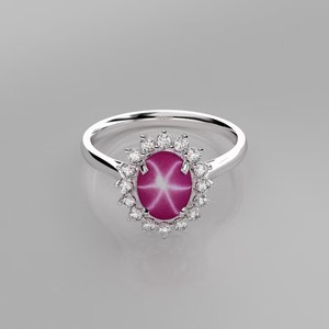 Anillo de compromiso de rubí de estrella Landy, anillo de bodas hecho a mano de Plata de Ley 925 con rubí de estrella rosa/rubí de estrella de 6 rayos, joyería fina - Product Image 3