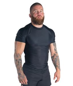 Rashguard de compression respirant pour homme, col rond, manches courtes, personnalisé, pas cher, pour BJJ MMA Jiu Jitsu, 100% polyester - Product Image 1