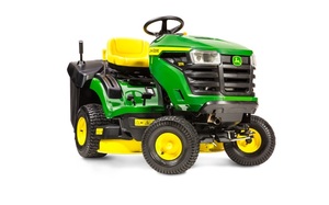 Tractor cortacésped John Deere X107 de 22 HP con transmisión por engranajes, 2WD, verde y amarillo. - Product Image 4