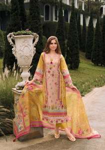 Caliente y último Kurta Pant Dupatta Set de tela de lino puro a fuego lento con hilo impreso digital para uso en ocasiones especiales - Product Image 3