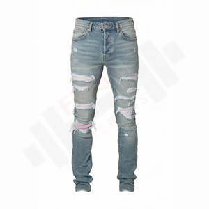 Jeans de Mezclilla para Hombre, Estilo Vintage, Lavado, Desgastado, Corte Recto, 100% Algodón, Primavera, Verano, Otoño - Product Image 1