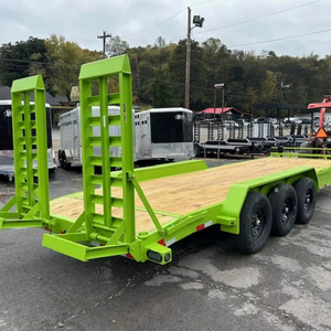 รถพ่วงบรรทุกแบบแบน 83x24 21K รุ่นใหม่ สำหรับงานหนัก แบบเพลาคู่ ระดับพื้นต่ำ สำหรับขนย้ายรถยนต์และเครื่องจักรก่อสร้าง - Product Image 1