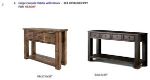 Table console d'entrée, de couloir ou de maison, en bois massif de mangue 100%, design simple, finition vieillie, vintage, antique, avec quatre petits tiroirs - Product Image 3