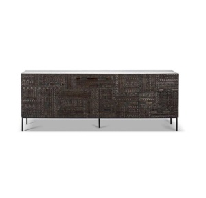 Tablero lateral de madera de teca sólida 100% puro, nuevo diseño moderno, Color negro - Product Image 3