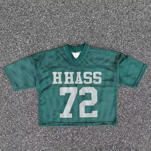 Imprimé personnalisé hommes col en V polyester maille été T-Shirts surdimensionné Vintage Boxy rétro football football maillot Streetwear Style - Product Image 3