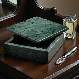 Caja de Almacenamiento de Mármol Verde de Lujo, Caja Artesanal de Piedra Natural Hecha a Mano para Decoración del Hogar, Regalos y Exportación - Product Image 3