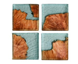 Posavasos de madera de resina transparente de alta calidad, los mejores posavasos para decoración del hogar/alfombrillas, precio barato al por mayor, embalaje de cartón - Product Image 1