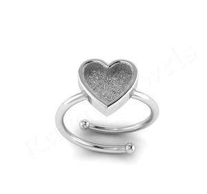 Anillo de ajuste de bisel en blanco con forma de corazón de Plata de Ley 925, buena resina y cenizas, recuerdo de trabajo, leche materna y joyería ajustable DIY - Product Image 1