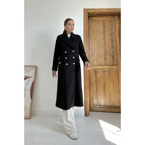 Manteau noir tissé en gros avec chaîne de poche, design élégant et pratique pour les consommateurs soucieux de la mode - Product Image 4