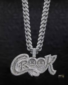 Collar de Moda con Colgante de Rapero de Plata 925 Chapado en Oro de Alta Calidad Personalizado con Moissanita Estilo Hip Hop Iced Fashion GRA - Product Image 1