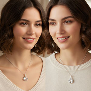 Quartz en cristal forme fantaisie avec lunette en argent sterling pendentif plaqué argent pour le mois de naissance d'avril - Product Image 6