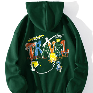 Sweat Homme Vintage 100% Coton Polaire Pull Confortable Logo Surélevé Capuche Numérique Imprimé Hiver Essentiel Fabriqué au Pakistan - Product Image 1