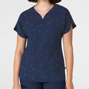 Print Custom <b>Scrubs</b> Design Stretch Nursing <b>Scrubs</b> Abstract Print <b>Top</b> V-Neck Print <b>Scrub</b> <b>Tops</b> for Women - Product Image 3