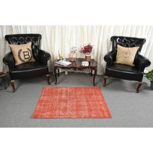 Alfombra de lana turca Vintage moderna de 28x38 pies, diseño de retazos naranja en negrita, técnica de tejido plano para decoraciones de sala de estar, látex - Product Image 3