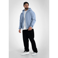 Sweat-shirt à capuche bleu clair pour homme, fermeture éclair intégrale, logo personnalisé, coupe oversize, style Trackstar, avec poche kangourou, OEM, marque privée