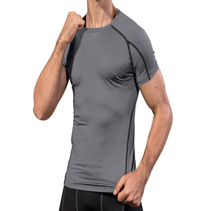 Slim Fit Sporty Fitness T-Shirt 180g Crew Neck Stretch O-Neck Woven Fabric Solid Pattern Short Sleeve Muscle Fit Blank Design - Product Image 5