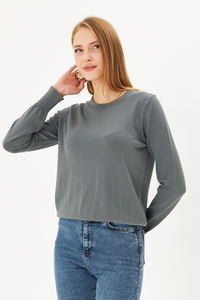 Old Money Pull à col rond pour femme Pull en tricot pour l'automne et l'hiver Motif respirant et décontracté décoré - Product Image 6