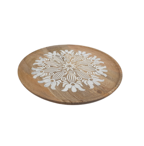 Fantaisie Design Bois Forme Ronde Dîner Alimentaire Plateau Assiette Plat De Service Et Plateau À La Main Personnalisé - Product Image 1