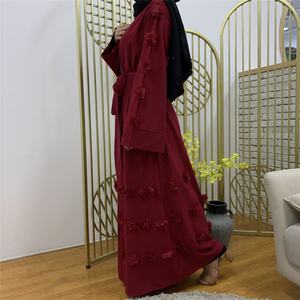 2023 Dubai Open Abaya for <b>Women</b> <b>Satin</b> Lined Eid Ramadan Kaftan with Embroidery Hijab Dress From World Islam <b>Robe</b> Caftan Style - Product Image 3