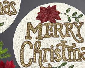 Mantel Individual con cuentas, cargador redondo hecho a mano para comedor de lujo y decoración de vacaciones, pieza única hecha a mano con cuentas, mantel, inauguración de la casa - Product Image 1