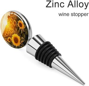 Sunshine Sunflower Field Stainless Steel <b>Wine</b> Bottle Stoppers Reusable Vacuum Corks With Gift for <b>Wine</b> Lovers - Product Image 4