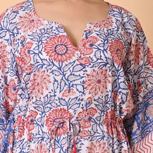 Robe caftan indienne 100% en coton imprimé bloc modeste à la main robe longue quotidienne ample à fleurs - Product Image 3