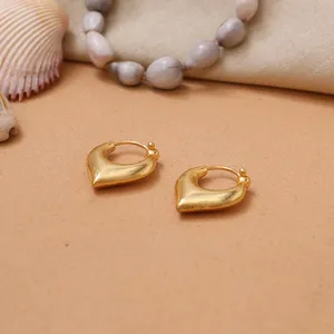 Gold Plated Geometric <b>Huggie</b> Earrings Unisex Alloy Jewelry Classic Style - Product Image 1
