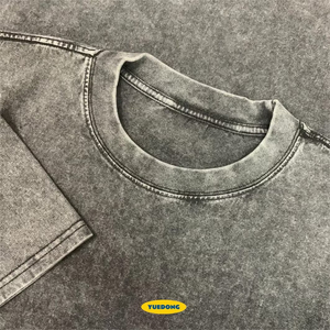 Camiseta de algodón oversize de corte holgado con hombros caídos, estilo streetwear, OEM ODM, de peso pesado, vintage, con lavado ácido, DTG, bordado, personalizada - Product Image 4