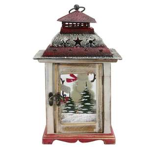 Farol de madera rústico rojo y marrón para velas, decoración navideña para interiores y exteriores, fiestas, decoración de Año Nuevo, hecho a mano en India. - Product Image 1