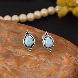 ต่างหูเงินแท้รูปหยดน้ำประดับพลอยลาร์ิมา ดีไซน์หรูหรา เหมาะสำหรับงานปาร์ตี้และเป็นของขวัญ - Product Image 6