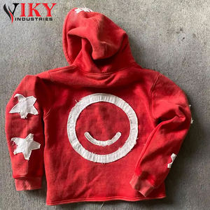 Sudadera con Capucha para Hombre de Primera Calidad, Vintage, con Apliques Bordados, Lavada al Ácido, Desgastada, con Cierre, de Algodón y Poliéster, Transpirable y de Secado Rápido - Product Image 4