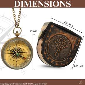 Porte-clés boussole classique en cuivre, motif circulaire incrusté, forme personnalisable, léger, écologique, pliable pour hommes et garçons - Product Image 5