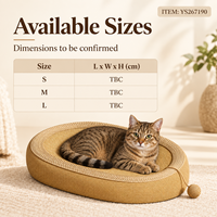 Yangyangpet Tapis tressé carré pour animaux de compagnie, couleur beige, avec rebord bas et jouet à suspendre en forme de balle