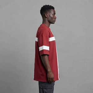 T-shirts homme personnalisés OEM/ODM streetwear 100% coton, qualité premium, coupe ample bicolore, style hip hop, confortables. - Product Image 5