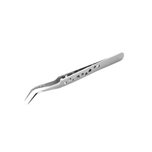 Pinzas de pestañas personalizables profesionales de acero inoxidable con puntas de fibra de volumen inclinado para extensiones de pestañas - Product Image 4