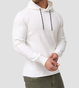 Sweat-shirt à capuche color block pour homme, décontracté, tricoté, manches longues, coupe classique, noir et beige, design bicolore - Product Image 3