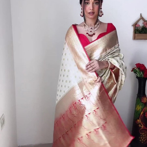 Nuevo Sari de Seda Georgette con Hermoso Diseño de Jacquard en Toda la Superficie para Mujer, Ideal para Ocasiones Especiales en las 4 Estaciones - Product Image 1