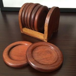 Posavasos Redondo de Madera de Diseño Único Sin Soporte para Utensilios de Cocina, Mesa de Comedor, Tapetes y Almohadillas para Servir Té y Café - Product Image 6
