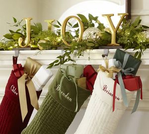 JOY Word Stocking Holder Set Four Pieces Wood Metal Cast Iron Rustic <b>Gift</b> <b>Box</b> Modern New Designs High Quality Wholesale - Product Image 2