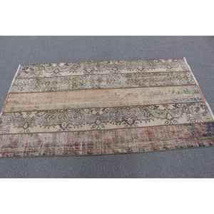 Alfombra vintage de 3.4x6.1 pies (105x185 cm), alfombra turca marrón con lunares - Product Image 2