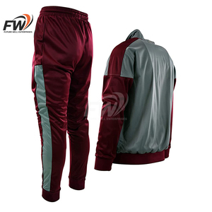 Ensemble de survêtement unisexe personnalisé 100 % polyester respirant à séchage rapide avec patchwork et fermeture éclair, veste et pantalon de jogging pour la gym - Product Image 4