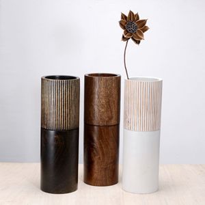 Florero de madera de mango moderno hecho a mano directo de fábrica al por mayor para sala de estar florero de madera decorativo Interior - Product Image 4