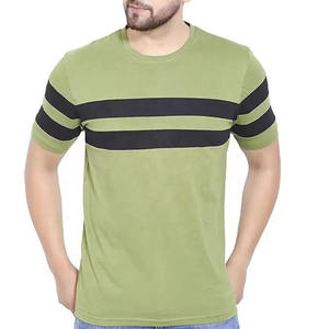 T-shirt à la mode personnalisé 100% coton tissu à taux raisonnable col en o demi-manche avec logo fait sur mesure rayé noir hommes - Product Image 5