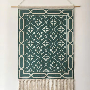 Tapiz Tejido para Colgar EN LA Pared, Decoración Geométrica Marroquí Bohemio, Elegante, Verde Oscuro, Estilo Bohemio para Apartamento, Habitación de Niños, Sala de Estar - Product Image 1