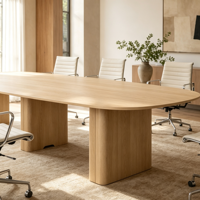Table de conférence ovale moderne en bois avec chaises, ensemble de table de réunion de bureau pour 6 à 8 personnes, mobilier de salle de réunion