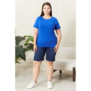 T-shirt col rond grande taille bleu sax - Product Image 5
