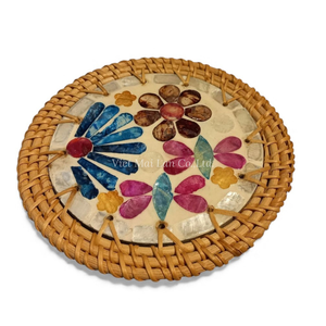 Bon prix pour les sous-verres en nacre avec rotin pour les acheteurs en gros, décoration de table naturelle, approvisionnement en vrac en provenance du Vietnam - Product Image 1