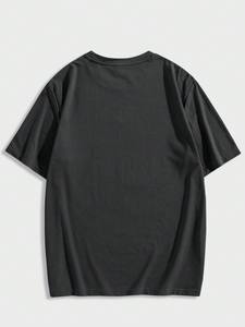 เสื้อยืดผู้ชายสีดำขนาดใหญ่เสื้อยืดกราฟิกแบบกำหนดเองพิมพ์ลายได้2025ใหม่ OEM ตามสั่งผ้าฝ้าย100% ขนาดใหญ่ออกแบบได้ตามต้องการ - Product Image 5