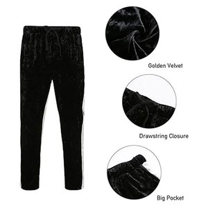 Survêtement à capuche en velours 2 pièces pour hommes Veste à fermeture éclair en velours à manches longues pour hommes Pantalon de survêtement à ceinture serrée Ensemble de survêtement - Product Image 4